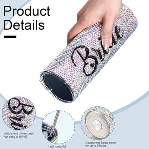 Gobelet de mariée élégant en diamant Bling 500ML gobelet isolé de mariée avec paille et couvercle cadeaux de douche cadeau de mariage de fiançailles de mariée - Product Image 2