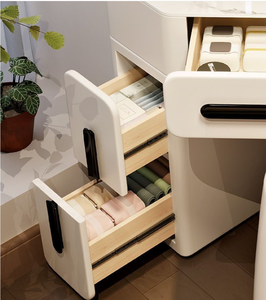 Интегрированный комод OEM 80 см с треугольными угловыми секциями, зеркалом с подсветкой для спальни, прикроватный столик, небольшой туалетный столик - Product Image 5