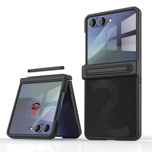 Funda para teléfono Samsung Fold, color puro, TPU y PC, con tira en relieve y soporte plegable, diseño para Galaxy Z Flip 6 7 8 - Product Image 5