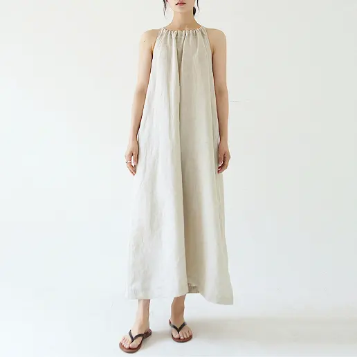 Casual Summer Vest Dress 100% Linen Women Slip Dress Maternity Dress