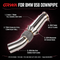 Downpipe catalyzed GRWA personnalisé en acier inoxydable 304 pour BMW F22 M240i F30 340i F32 440i 3.0T Pro Performance Exhaust B58