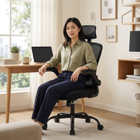 Chaise de bureau exécutive ergonomique à dossier haut en maille, livraison rapide, avec support lombaire réglable et appui-tête, pivotante pour ordinateur