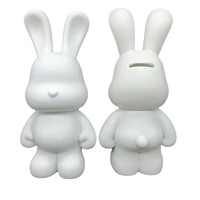 Haute qualité bricolage 23CM fluide lapin Kit peinture vinyle blanc embryon lapin tirelire pour enfants cadeaux créatifs
