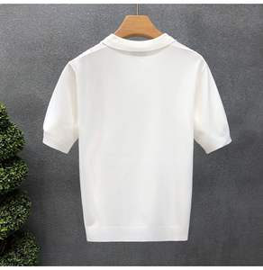 เสื้อยืดคอปกถัก ไซส์ <span class=keywords><strong>M</strong></span>-3XL เสื้อถักแขนสั้นบางเบาสำหรับฤดูร้อน เสื้อไหมน้ำแข็งสำหรับผู้ชาย - Product Image 6