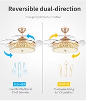 2016 42 pouces ventilateurs de plafond en cristal lumières 110 220v décoratif sans lame moderne tricolore télécommande maison Led concepteur rond