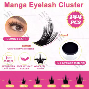 Aimeier Extensiones de pestañas Venta al por mayor Cluster Lash Kit <span class=keywords><strong>Manga</strong></span> Volumen Cachemira DIY Segmento Kit de extensión Lash Clusters Clear Band Kit - Product Image 3