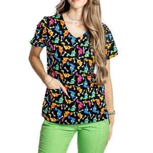 เสื้อผู้หญิงลายพิมพ์ดิจิทัลสไตล์ลำลองสำหรับฤดูร้อน พร้อมสำหรับการเดินทาง ผ้าฝ้ายผสมอีลาสเทนเนื้อซาติน 190 กรัม ระบายอากาศได้ดี ไม่ยับง่าย - Product Image 3