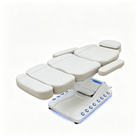 Fauteuil Cosmétique Électrique 4 Moteurs, Lit de Beauté Facial, Fauteuil Podologique, Chaise de Tatouage Inclinable Réglable avec Lumière LED