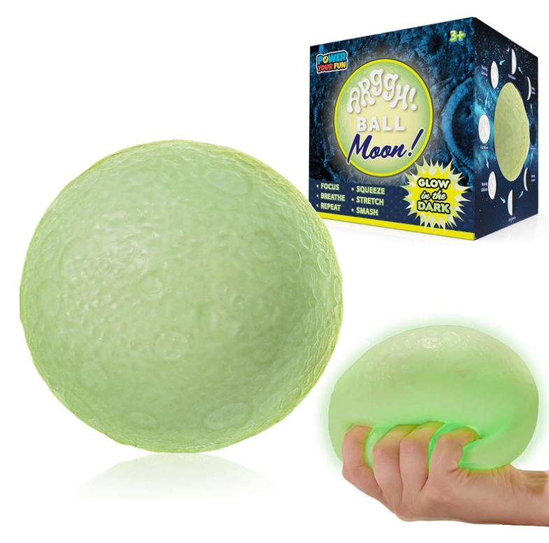 Moon Glow in Dark Stress Relief Fidget Toy Sensory Squeeze Ball for Kids Anxiety Relief Squishy Ball