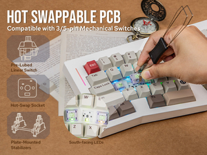 <span class=keywords><strong>Clavier</strong></span> mécanique ergonomique EPOMAKER <span class=keywords><strong>Alice</strong></span> 66x, 66 touches, disposition divisée, programmable VIA, fixation Gasket, Hot-swap, RGB, bouton rotatif pour Win/Mac - Product Image 4