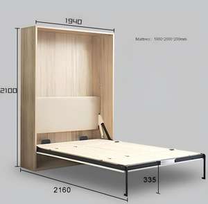 뉴 노르딕 수직 플립 머피 침대 - 공간 절약형 숨겨진 벽 침대 접이식 캐비닛 침대 - Product Image 3