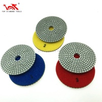 Diamètre 4 pouces 100mm 3 étapes résine collée Flexible main diamant tampons de polissage pour pierre marbre Quartz pierre meulage humide