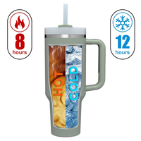 Gobelet isotherme personnalisé Beauchy en acier inoxydable de 40 oz avec poignée en silicone et paille, nouvelle version 2.0, mug de voyage de 40 oz