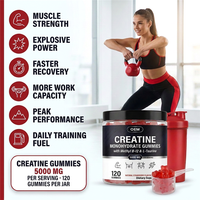 LUVVITA OEM Gummies à la créatine monohydrate, étiquette privée, végétaliens, supplément pré-entraînement sans sucre, 2500 mg, 5000 mg, gummies à la créatine