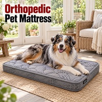 Matelas orthopédique personnalisé pour chien avec options de tissu de revêtement et de bordure, pour lits d'animaux d'intérieur, avec tissu latéral gris imprimé