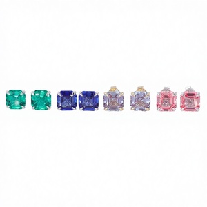 Boucles d'oreilles clous personnalisées Starsgem en saphir de laboratoire taille Asscher 7*7mm en or 9k-18k pour cadeaux de fiançailles et de mariage - Product Image 2