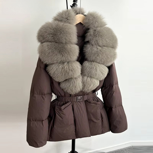 OFTBUY 2025 Parka Invernale da <span class=keywords><strong>Donna</strong></span>, Cappotto in Piuma d'Oca Bianca 90% con Vera Pelliccia di Volpe Naturale, Giacca Imbottita Calda e Spessa con Cintura, Impermeabile - Product Image 4