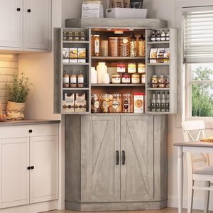 <span class=keywords><strong>Mueble</strong></span> de Almacenamiento de Alimentos Alto de Madera Estilo Rústico 2026, Armario Esquinero <span class=keywords><strong>para</strong></span> Cocina y <span class=keywords><strong>Comedor</strong></span> - Product Image 1