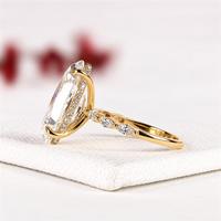 Bague de fiançailles en or jaune massif 10K/14K/18K avec diamant de laboratoire taille hexagonale 0,5-3 carats, halo dissimulé personnalisé, certifié IGI VS VVS