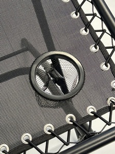 Tavolino Pieghevole Nero da Esterno, Struttura in Acciaio Resistente con Doppio Portabicchieri per Campeggio e Uso in Patio - Product Image 3