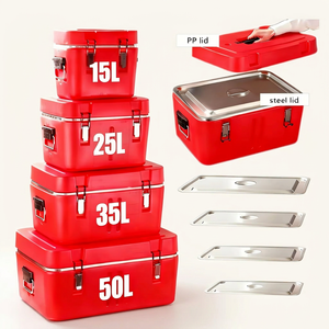 Juego de 4 Recipientes Térmicos Rojos para Almacenamiento de Alimentos, 15L 25L 35L 50L, Juego de Recipientes Térmicos de Gran Capacidad, Juego de Recipientes Portátiles para Alimentos Calientes - Product Image 1