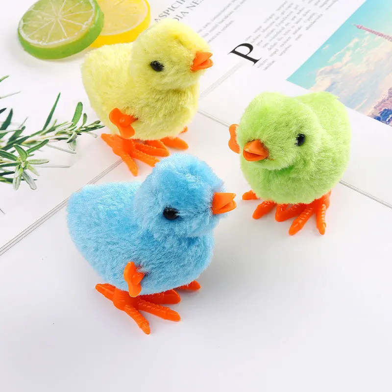 Classic Plush Wind Up Chicken Kids Educational Toy Clockwork Jumping Walking Chicks Toys Baby Gifts Random Color