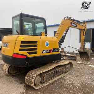 Excavatrice d'occasion SANY SY55C modèle 2023, moteur Isuzu, hydraulique Kawasaki, mini-excavatrice sur chenilles en caoutchouc de 5,5 tonnes - Product Image 1