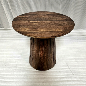 Modern Solid Wood Side <b>Table</b> With Fluted Pedestal Base Handmade Round Accent <b>End</b> <b>Table</b> for Living Room Bedroom Decor - Product Image 1