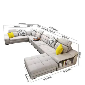 Salon de luxe design moderne meubles de maison canapés d'angle canapé sectionnel en velours lit en forme de u canapé en tissu salon canapé ensemble