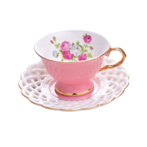 <span class=keywords><strong>Set</strong></span> di tazze in ceramica personalizzate <span class=keywords><strong>con</strong></span> design intagliato cavo fiore di rosa moderno lusso all'ingrosso colore porcellana tè tazza e piattino - Product Image 2