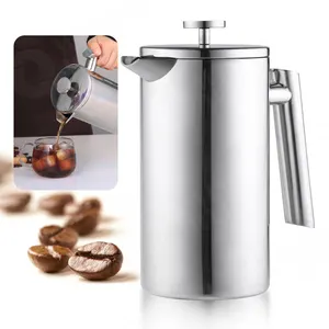 Large French Press Coffee Maker Camping Coffee Pot Double Wall Stainless Steel Tea Coffee Press With Extra Filter