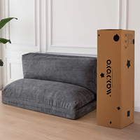 Sofá Cama Convertible de Corduroy Gris Jumbo, Sofá Lounge Plegable de 2 Plazas con Respaldo Ajustable para Sala de Estar o Dormitorio