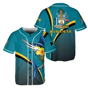 Productos de envío directo 2023, camiseta de béisbol personalizada de Bahamas, camiseta de fútbol de Bahamas para hombres con camiseta OEM al por mayor