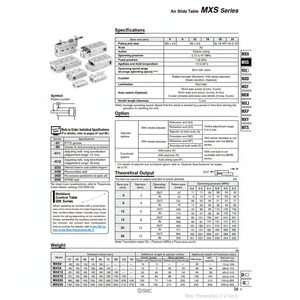 SMC Pneumatics Air Slide <b>Table</b> MXS12-50AS - Product Image 1