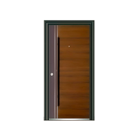 Porte d'entrée moderne minimaliste en bois grainé avec serrure antivol renforcée, à ouverture battante, pour villa et appartement