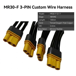 Faisceau de câblage personnalisé MR30 à 3 broches en silicone, câble de batterie 18AWG OFC pour robotique, UAV, ESC, moteur, drone FPV - Product Image 5