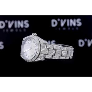 Montre Drioshipping en acier inoxydable avec diamants Moissanite, design charme réserve de marche, mouvement mécanique, unisexe, luxe et mode - Product Image 3