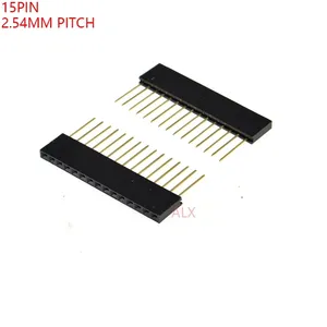15 PIN tek sıra düz kadın PIN başlık 2.54MM PITCH pin uzun 11MM şerit konektörü soket 1X15 arduino arduino PCB için