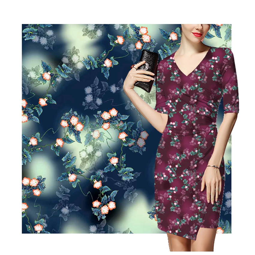 hot selling 2021 spring autumn custom digital print 97% polyester 3% spandex stretch crepe garment dress suit fabric