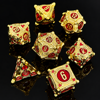 Ensemble de dés de jeu de rôle D&D en métal massif, 7 pièces, faits à la main, à bords vifs, polyédriques, couleur or rouge vif, pour jeux de société Dungeons & Dragons