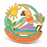 Badges personnalisés en émail dur pour la collection Pilates Yoga, badges motivants pour le renforcement du corps et de l'esprit, pour les studios de fitness