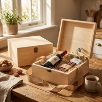 Boîte en bois de pin brut Landy avec couvercle à charnières, pour loisirs créatifs, rangement de souvenirs, emballage cadeau en bois naturel, vente en gros