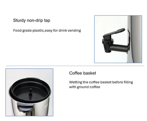 Urna e distributore di caffè da 6 litri (100 tazze) in acciaio inossidabile – Macchina da caffè professionale per catering e uso - Product Image 6