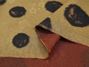 19mm sur pomme de terre renoncule kaki couleur gros pois fleur rose 100% mûrier soie soie jacquard tissu - Product Image 3