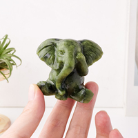 Statue d'éléphant en jade naturel Xiu en gros, paire d'éléphants porte-bonheur sculptés, décoration Feng Shui pour la maison
