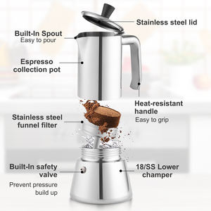 Machine à expresso Emode 6 tasses 430 en acier inoxydable écologique, <span class=keywords><strong>cafetière</strong></span> à eau bouillante, <span class=keywords><strong>cafetière</strong></span> en or rose - Product Image 4