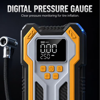 Compresseur d'air portable 12V avec démarreur de batterie, manomètre numérique et lumière d'urgence pour voiture et moto