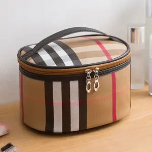 Neu ankommende multifunktion ale Kosmetik tasche Hochleistungs-klassische karierte Schmink tasche Damen-Reise-Toilettenartikel-Aufbewahrung tasche