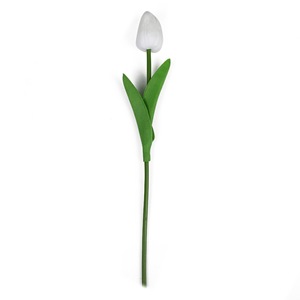 Mini tulipe artificielle, vase en verre blanc, décoration pour la maison, mariage - Product Image 4