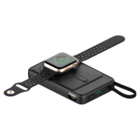 Batterie externe magnétique sans fil personnalisée avec logo LED lumineux, chargeur portable 3-en-1 Qi 15W avec écran numérique 10000mAh
